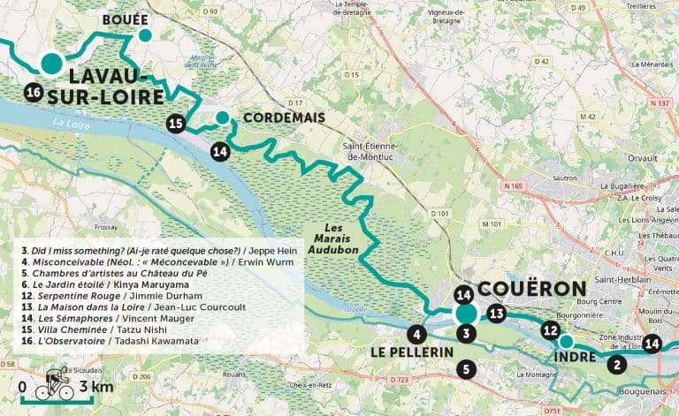 Carte parcours vélo - Estuaire Nord - Couëron - Lavau-sur-Loire