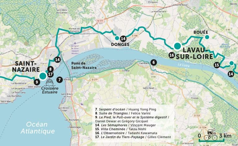 Carte parcours vélo - Estuaire Nord - Lavau-sur-Loire - Saint-Nazaire