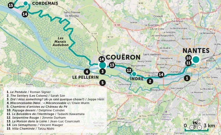 Carte parcours vélo - Estuaire Nord - Nantes - Couëron