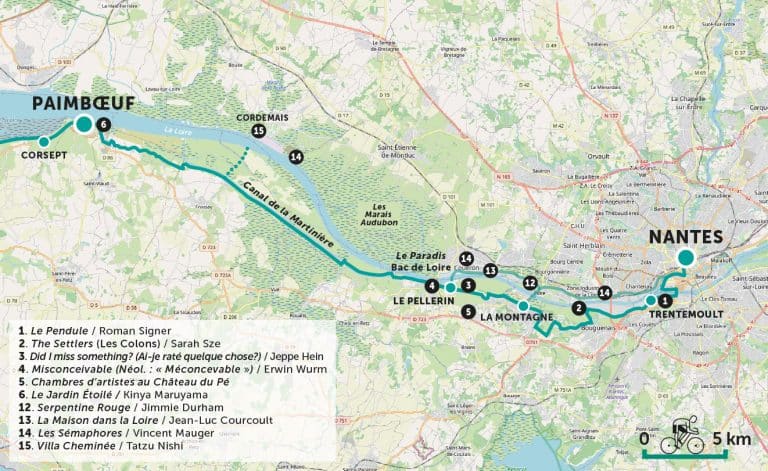 Carte parcours vélo - Estuaire Sud - Nantes - Paimboeuf