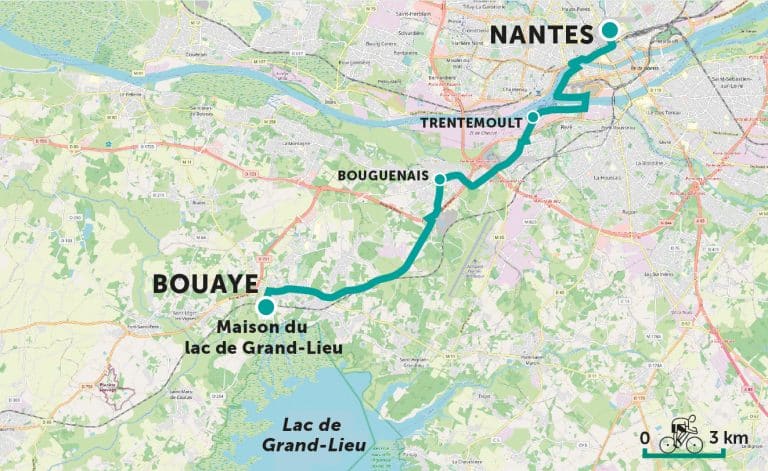 Carte parcours vélo - Nantes - Bouaye