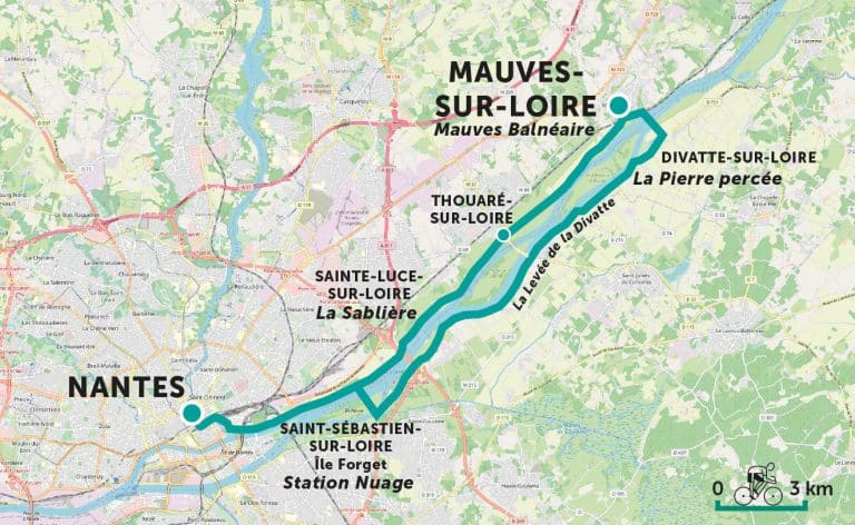 Carte parcours vélo - Nantes - Mauves-sur-Loire