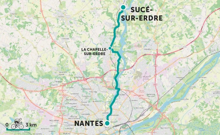 Carte parcours vélo - Nantes - Sucé-sur-Erdre